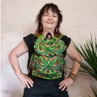 Plecak Damski Haftowany Hmong Bird Green